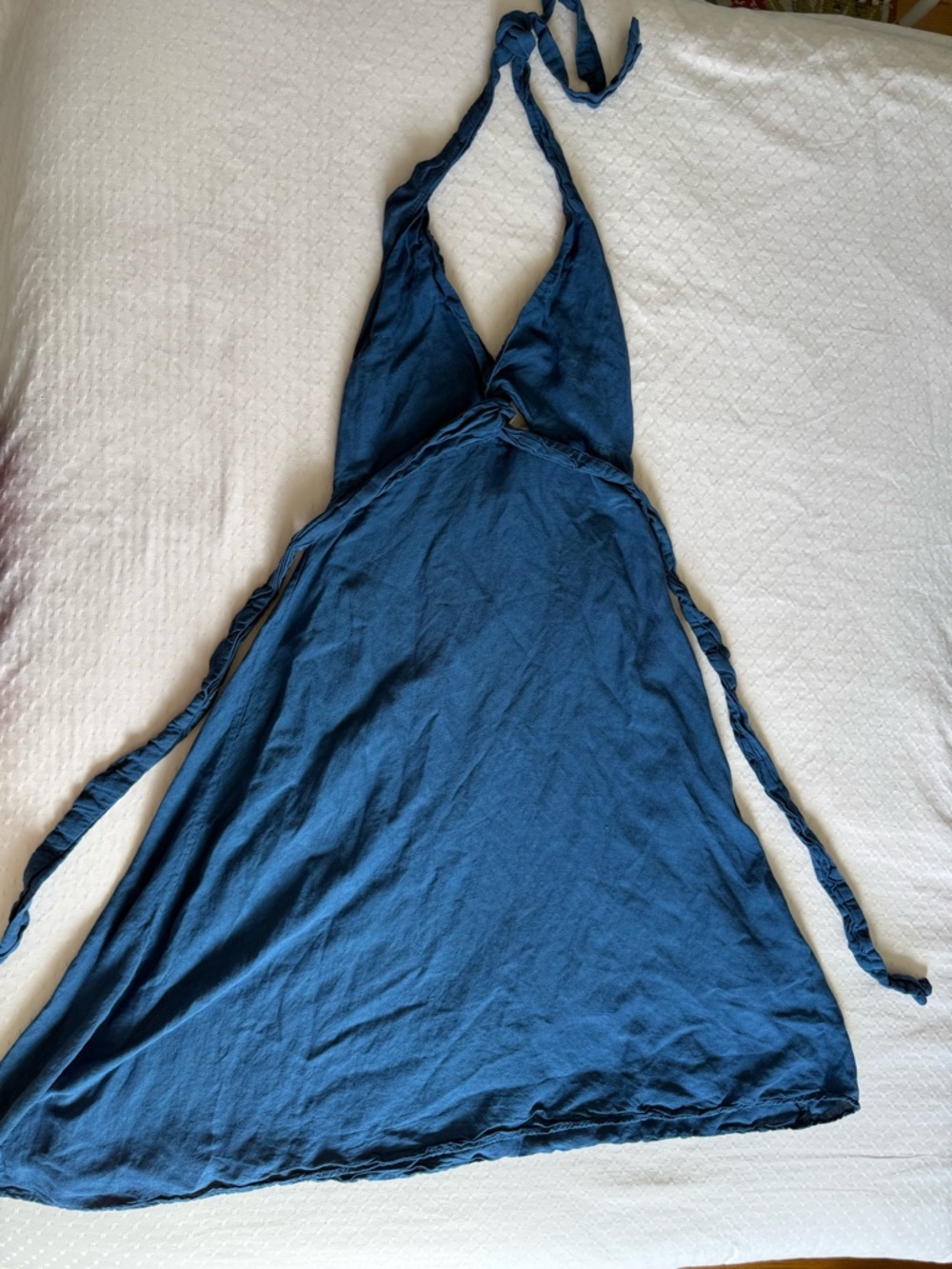 Corey Lynn Calter Blue Halter Midi Dress